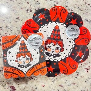 Johanna Parker Carnival Cottage Ginger Ella witch disposable plates and napkins